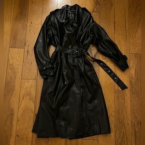 faux leather trench coat